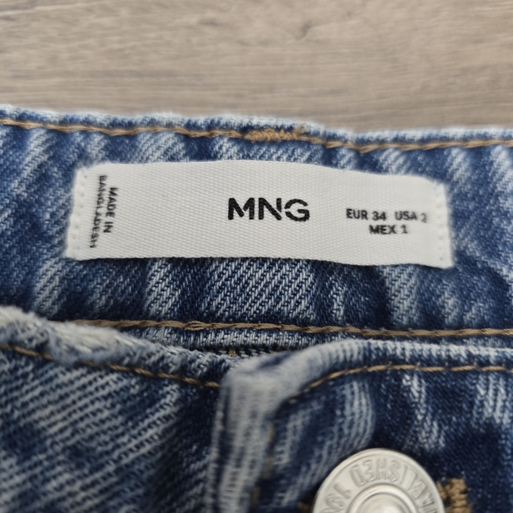 MNG Mid Rise Wide Leg Jeans Womens Size 2 Lightwash - Picture 3 of 8